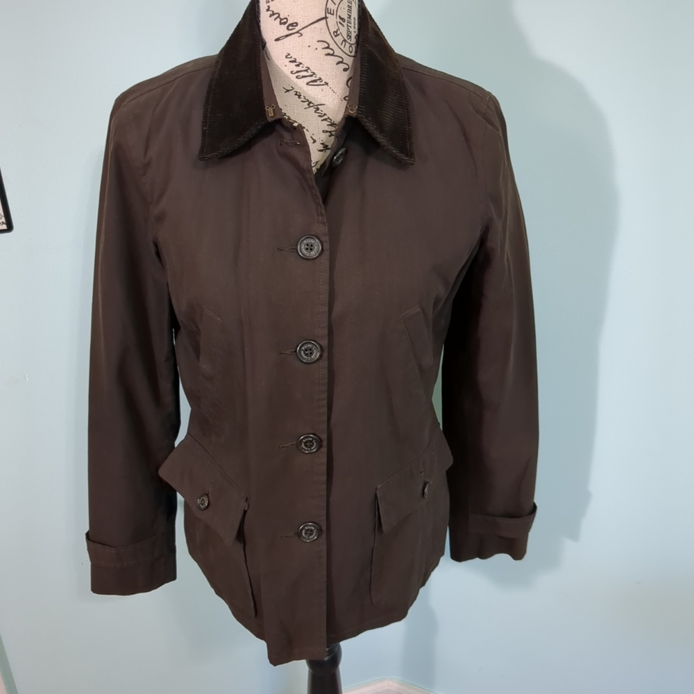 Ralph Lauren Brown Button-Up Women's Jacket with Corduroy Collar